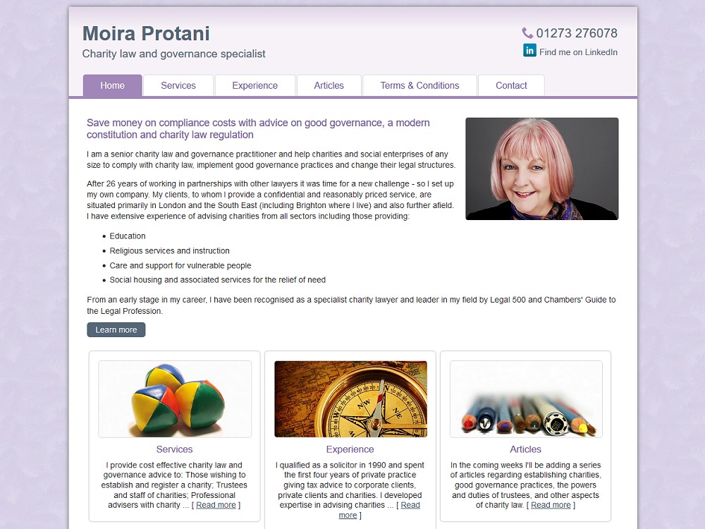 Moira Protani website screenshot